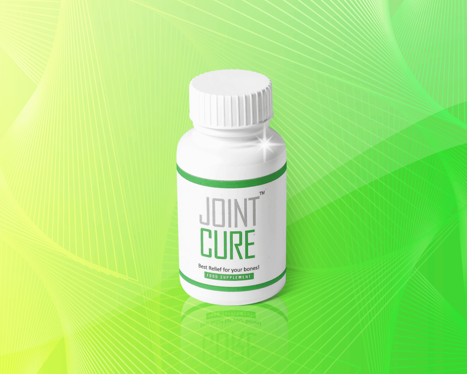Natural Joint Cure Tabs in Pakistan – Green Roots herbal joint pain relief supplement bottle on green background.